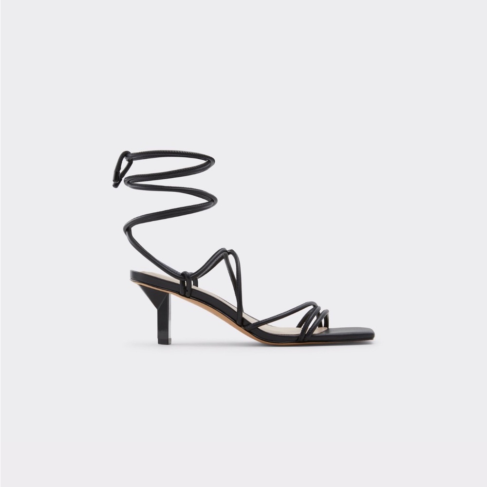 ALDO Pythodina Strappy Kitten Heel Dress Sandal in Black EUC
